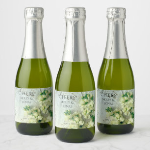 Étiquettes Pour Bouteilles De Vin Mousseux lacets vintages avec lilas blanc