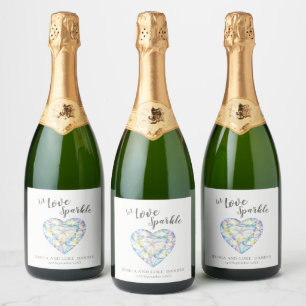 Étiquettes Pour Bouteilles De Vin Mousseux Laissez l'amour étincelant losange aquarelle événe