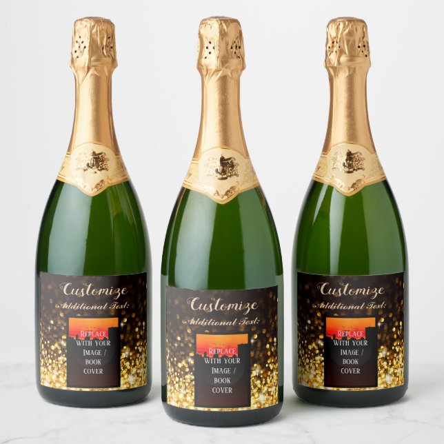 Étiquettes Pour Bouteilles De Vin Mousseux Lancement de livre personnalisé Gold (Bouteilles)