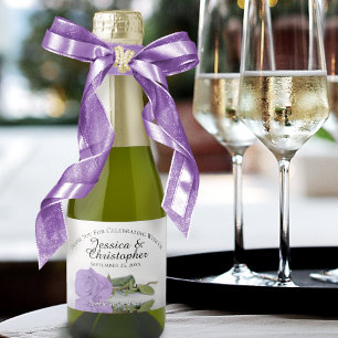 Étiquettes Pour Bouteilles De Vin Mousseux Lavande violet Rose Classé Mariage Merci Mini
