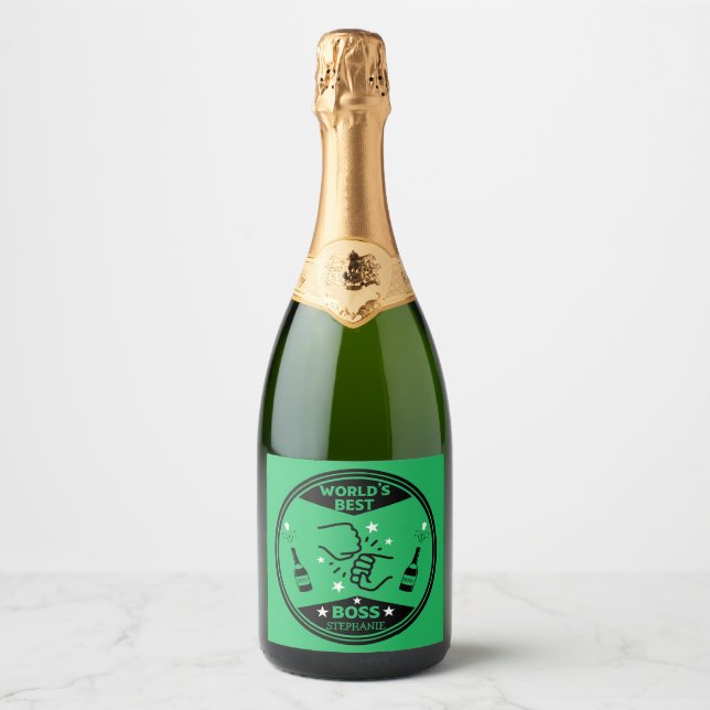 Étiquettes Pour Bouteilles De Vin Mousseux Le plus grand patron du monde (Devant)