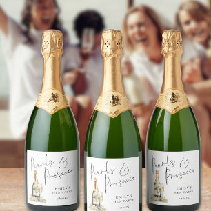 Étiquettes Pour Bouteilles De Vin Mousseux Le Pourfenseur des perles de script moderne encour