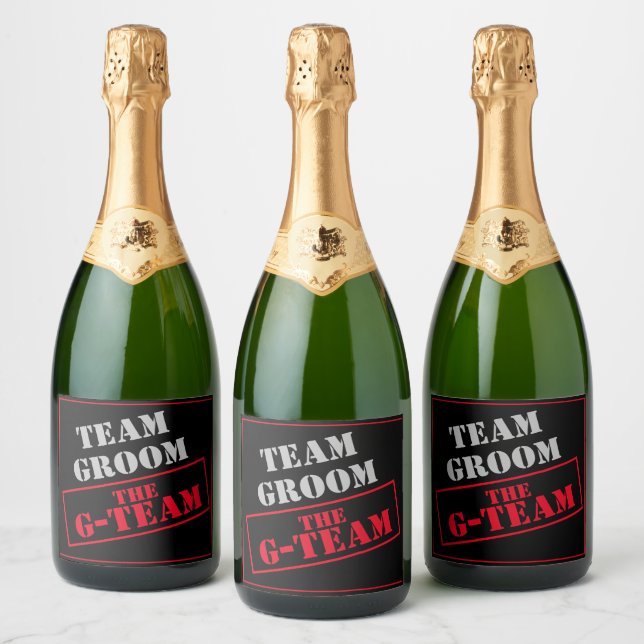 Étiquettes Pour Bouteilles De Vin Mousseux L'équipe du marié Team Groom (Bouteilles)