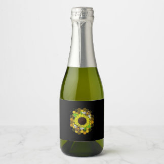 Étiquettes Pour Bouteilles De Vin Mousseux Les abeilles de tournesol hippie