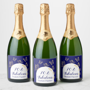 Étiquettes Pour Bouteilles De Vin Mousseux Les papillons Gold de la Marine moderne Fabrique A