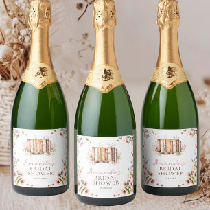 Étiquettes Pour Bouteilles De Vin Mousseux Librairie Fête de Mariage Fleur de Champ