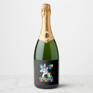 Étiquettes Pour Bouteilles De Vin Mousseux Licorne Dabbing Embrasser les Différences Garçons 