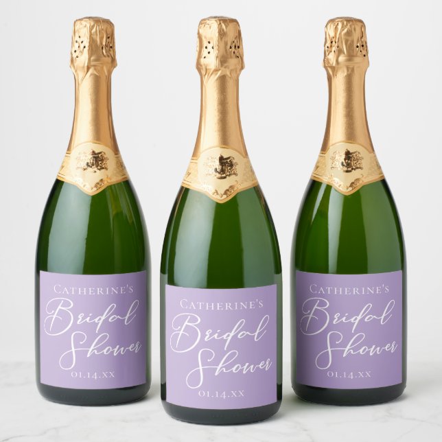 Étiquettes Pour Bouteilles De Vin Mousseux Lilac Purple Bridal Shower Party Personalized (Bouteilles)