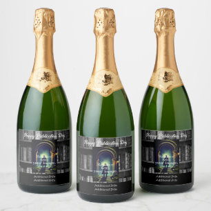 Étiquettes Pour Bouteilles De Vin Mousseux Livres Rustiques Noir Et Blanc Arrière - plan