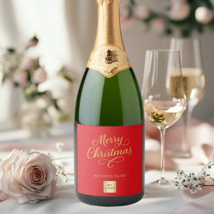 Étiquettes Pour Bouteilles De Vin Mousseux logo d'entreprise rouge or Noël