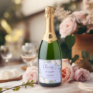 Étiquettes Pour Bouteilles De Vin Mousseux Love rire rose Peony Mariage Toast