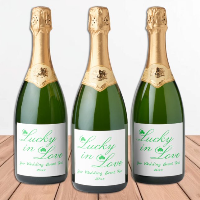Étiquettes Pour Bouteilles De Vin Mousseux Lucky In Love (Créateur téléchargé)