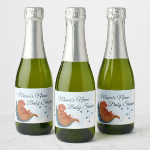 Étiquettes Pour Bouteilles De Vin Mousseux Mama & Me Otter Baby shower Mini Champagne