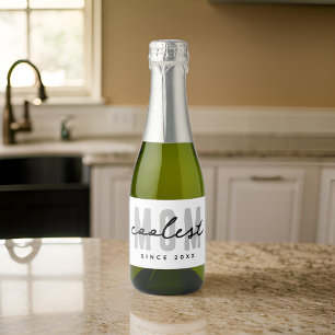 Étiquettes Pour Bouteilles De Vin Mousseux Maman la plus cool depuis 20XX Moderne Simple Prep