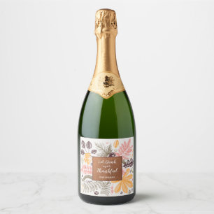 Étiquettes Pour Bouteilles De Vin Mousseux Mangez Boire et être Thankeux Botaniques