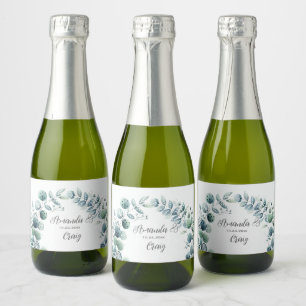 Étiquettes Pour Bouteilles De Vin Mousseux Mariage à la feuille botanique d'eucalyptus