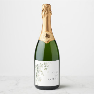 Étiquettes Pour Bouteilles De Vin Mousseux Mariage aux fleurs sauvages botaniques