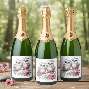 Étiquettes Pour Bouteilles De Vin Mousseux Mariage Bohème Rustique Campagnard en Bois de Hibo