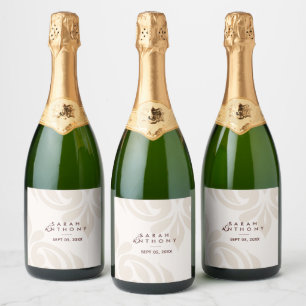 Étiquettes Pour Bouteilles De Vin Mousseux Mariage Burgundy Classique Élégant Damassé