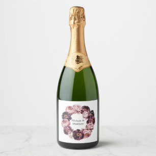Étiquettes Pour Bouteilles De Vin Mousseux Mariage de courge à pois brun et à pois de prune