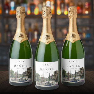 Étiquettes Pour Bouteilles De Vin Mousseux Mariage de Domaine de Campagne à l'ancienne de Gra