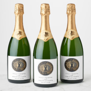 Étiquettes Pour Bouteilles De Vin Mousseux Mariage des étoiles de la lune de soleil céleste