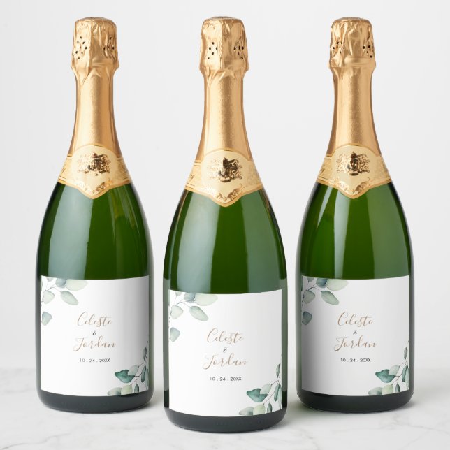 Étiquettes Pour Bouteilles De Vin Mousseux Mariage Feuille classique (Bouteilles)
