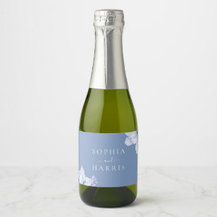 Étiquettes Pour Bouteilles De Vin Mousseux Mariage Floral Bleu