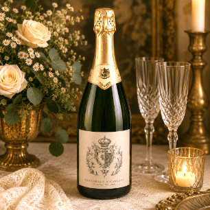 Étiquettes Pour Bouteilles De Vin Mousseux Mariage Médiéval Fantastique Gravure Noir Vintage