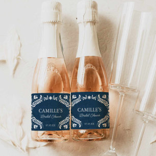 Étiquettes Pour Bouteilles De Vin Mousseux Mariage mexicain Blue Talavera
