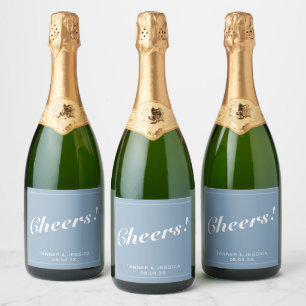 Étiquettes Pour Bouteilles De Vin Mousseux Mariage minimaliste moderne Glacier Blue & White