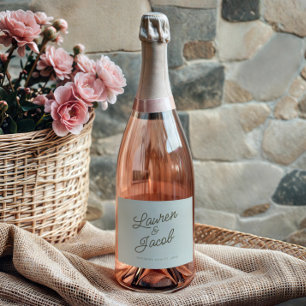 Étiquettes Pour Bouteilles De Vin Mousseux Mariage minimaliste moderne vert