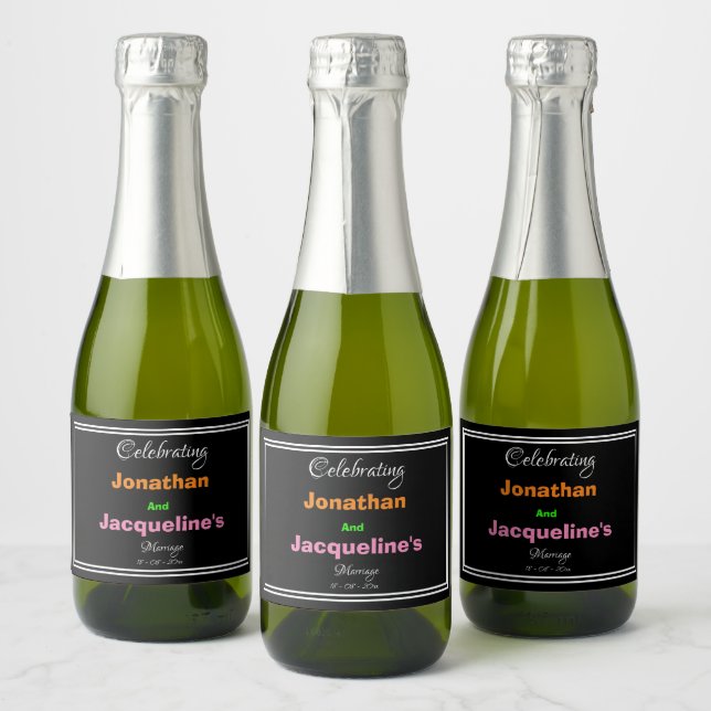 Étiquettes Pour Bouteilles De Vin Mousseux Mariage moderne brillant et audacieux personnalisé (Bouteilles)