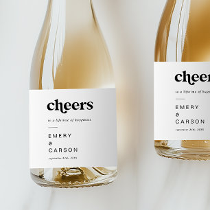 Étiquettes Pour Bouteilles De Vin Mousseux Mariage moderne de la typographie noire