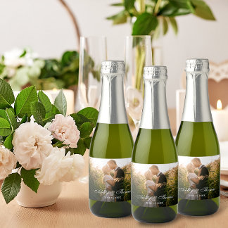 Étiquettes Pour Bouteilles De Vin Mousseux Mariage photo personnalisé Mini