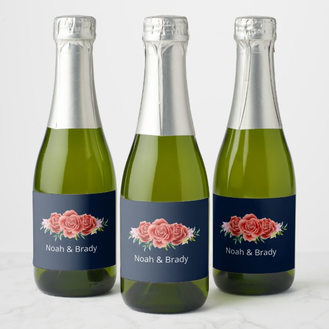 Étiquettes Pour Bouteilles De Vin Mousseux Mariage rose (Bouteilles)