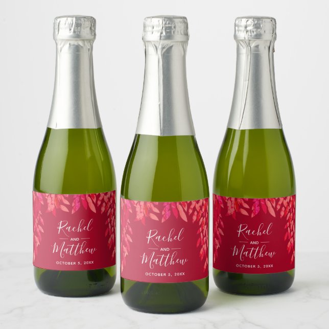 Étiquettes Pour Bouteilles De Vin Mousseux Mariage rouge Célébration Mini vin mousseux (Bouteilles)