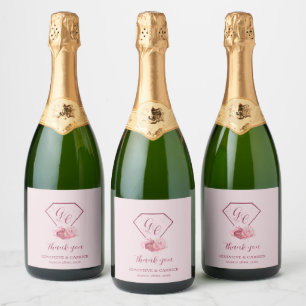Étiquettes Pour Bouteilles De Vin Mousseux Mariage rouge rose et rouge pourpre