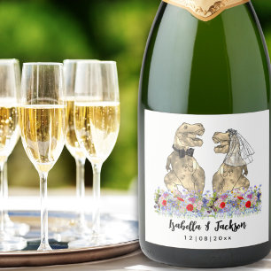 Étiquettes Pour Bouteilles De Vin Mousseux Mariage sur le thème des dinosaures