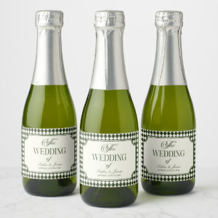 Étiquettes Pour Bouteilles De Vin Mousseux Mariage Vintage Vert Olive Argent Ancien Luxe