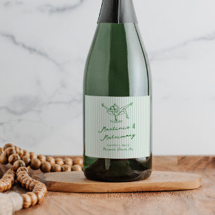 Étiquettes Pour Bouteilles De Vin Mousseux Martinis Verts & Matrimoni Fantaisistes Dessinés à