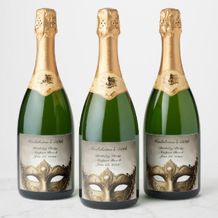 Étiquettes Pour Bouteilles De Vin Mousseux Masquerade Antique Venise Masque Chic 50e annivers
