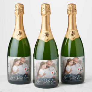 Étiquettes Pour Bouteilles De Vin Mousseux Meilleur Papa Personnalisé avec Photo
