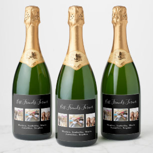 Étiquettes Pour Bouteilles De Vin Mousseux Meilleurs amis photos noir noms amusant