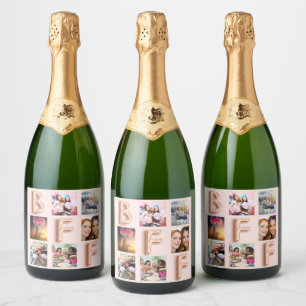 Étiquettes Pour Bouteilles De Vin Mousseux Meilleurs amis rose or blush rose collage photo