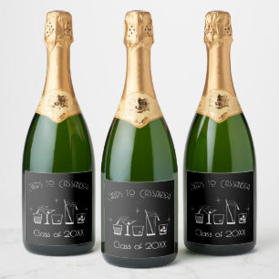 Étiquettes Pour Bouteilles De Vin Mousseux Menu du bar noir pour la soirée de remise des dipl