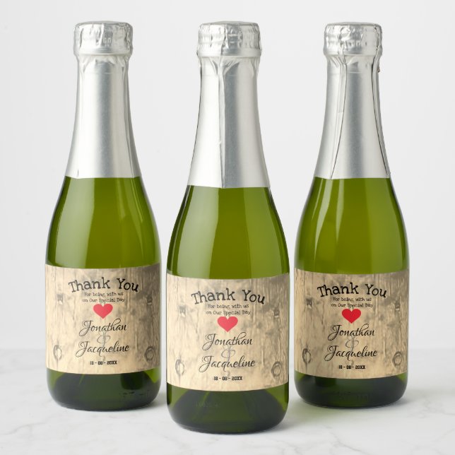 Étiquettes Pour Bouteilles De Vin Mousseux Merci Mariage rustique mignon chic mini (Bouteilles)