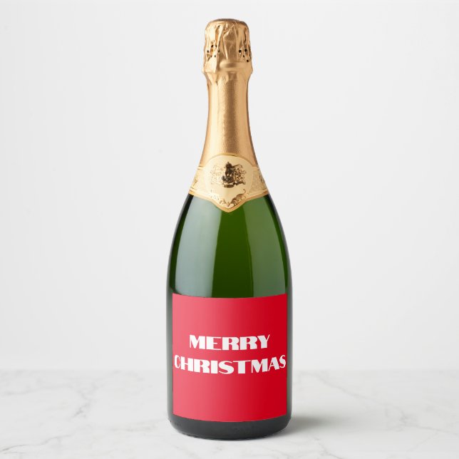 Étiquettes Pour Bouteilles De Vin Mousseux MERRY CHRISTMAS Label (Devant)