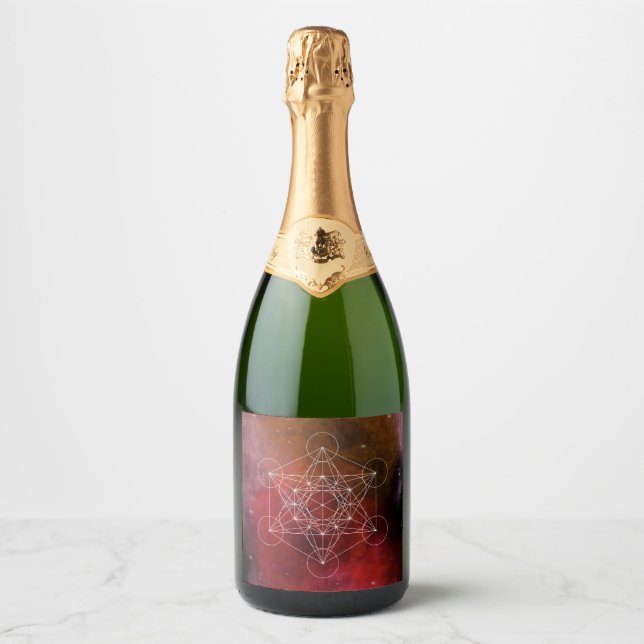 Étiquettes Pour Bouteilles De Vin Mousseux Métatron, chakra, zen, géométrie sacrée, ange (Devant)