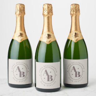 Étiquettes Pour Bouteilles De Vin Mousseux Miniature moderne de cheveux Styliste Nom d'insign